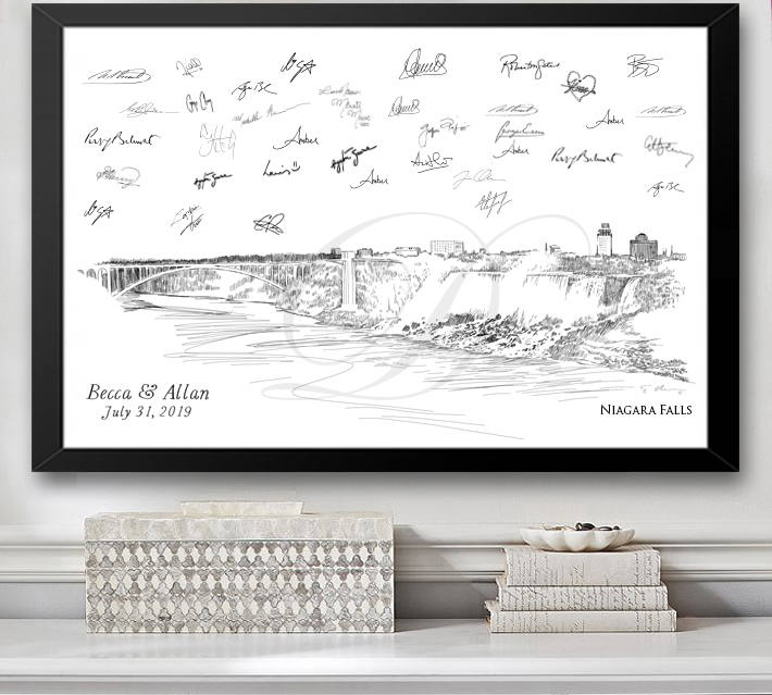 Niagara Falls Guestbook Print, Guest Book, Bridal Shower, New York, Wedding, Custom, Alternative Guest Book  (8 x 10 - 24 x 36)