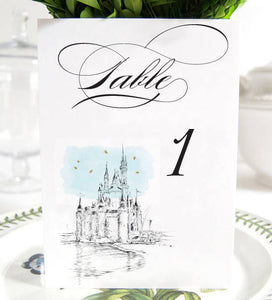 Disney World Inspired Castle, Fairytale Wedding, Disney Table Numbers, Day of Event, Reception, Rehearsal Dinner (1-10)
