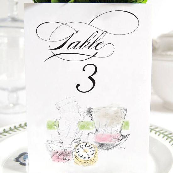 Alice in Wonderland Table Numbers, Fairytale Wedding, Disney Table Numbers (1-10)