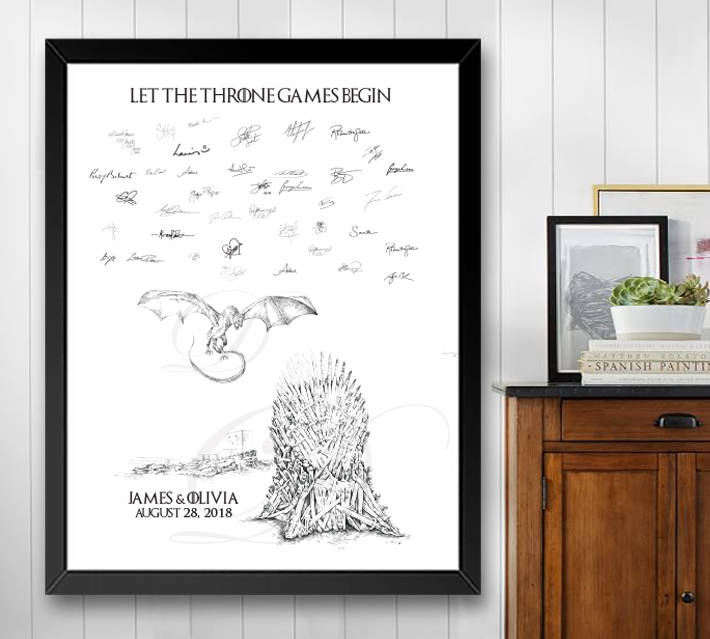 Game of Thrones Inspired Iron Throne Guestbook Print, Guest Book, Fairytale, Bridal Shower, Wedding, Alternative, FREE PEN INCLUDED