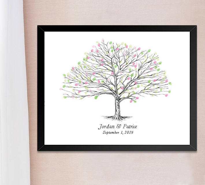 Wedding Guest Book Elm Tree Thumbprint Print, Fingerprint Guestbook, Rustic Wedding, Bridal Shower, Family Reunion, Alternative, Baby Shower