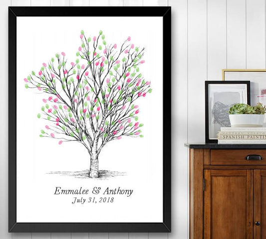 Wedding Guest Book Apple Tree Thumbprint Print, Fingerprint Guestbook, Wedding, Bridal Shower, Family Reunion, Alternative (8 x 10- 24 x 36)