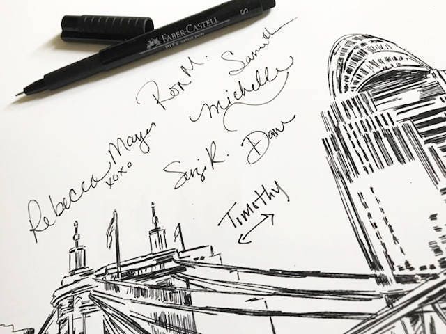 Lincoln Skyline Guestbook Print, Nebraska, Guest Book, Bridal Shower, Wedding, Custom, Alternative, Baby Shower, Family Reunion FREE PEN