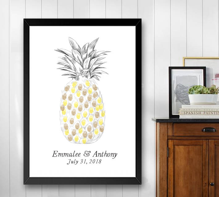 Pinapple Thumbprint Guestbook Print, Hawaiian Theme, Beach, Fingerprint Guest Book, Wedding, Bridal Shower, Family Reunion, Birthday Party