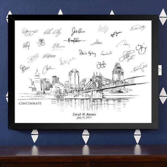 Cincinnati Skyline Guestbook Print, Guest Book, Bridal Shower, Wedding, Custom, Alternative Guest Book, Wedding Sign-in (8 x 10 - 24 x 36)