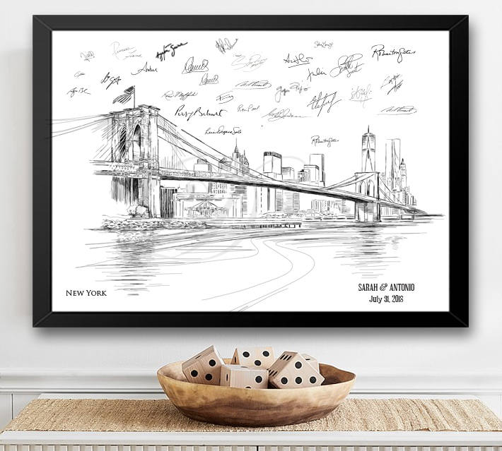 New York Skyline Guestbook Print, NYC Guest Book, Bridal Shower, Wedding, Custom, Alternative Guest Book, Wedding Sign-in (8 x 10 - 24 x 36)