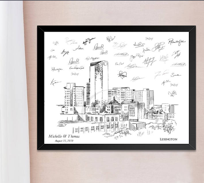 Lexington Skyline Guestbook Print, Guest Book, Kentucky, Bridal Shower, Wedding, Custom, Alternative, Wedding Sign-in (8 x 10 - 24 x 36)