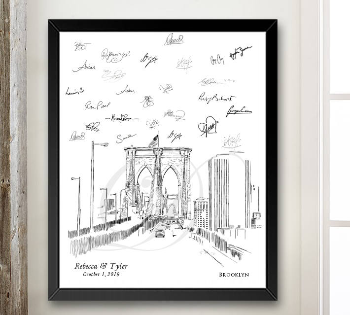 Brooklyn Skyline Guestbook Print, Beach, Guest Book, New York, NYC, Bridal Shower, Wedding, Custom, Alternative, Baby Shower, Family Reunion