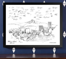 Load image into Gallery viewer, Portland Skyline Guestbook Print, Guest Book, Bridal Shower, Oregon,  Wedding, Custom, Alternative Guest Book, Sign-in (8 x 10 - 24 x 36)

