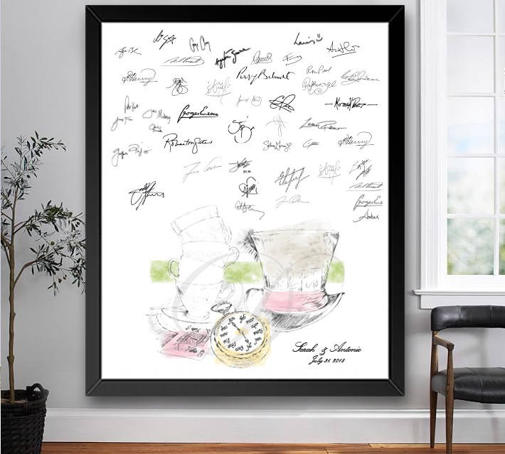 Alice in Wonderland Inspired Guestbook Print, Wedding Guest Book, Fairytale, Bridal Shower, Wedding, Disney, Sign In (8 x 10 - 24 x 36)