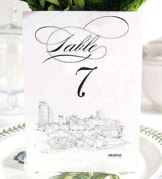 Memphis Skyline Table Numbers, Wedding Tables (1-10)