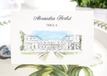 Load image into Gallery viewer, Rosecliff Manor Folded Place Cards BLANK, Rhode Island Wedding, Placecards, Seating Cards, Escort Cards, Day of Event  (Set of 25 Cards)
