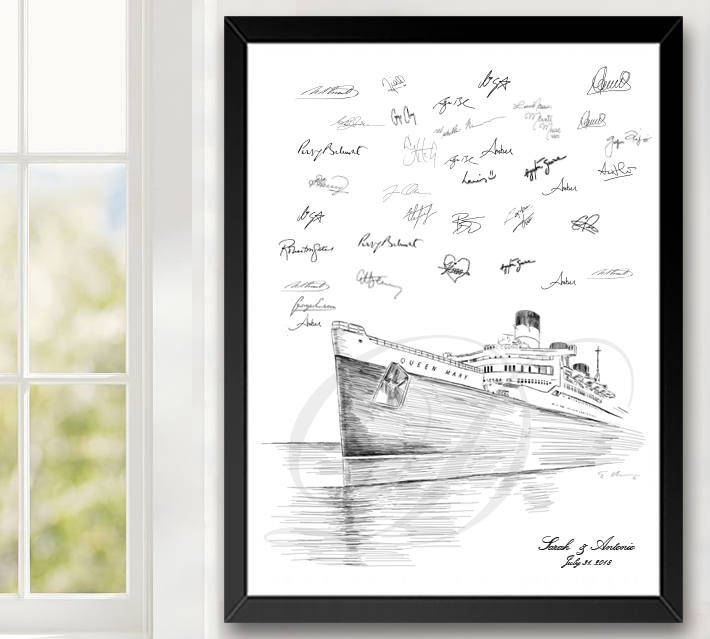 Queen Mary Guestbook Print, Guest Book, Bridal Shower, Wedding, Custom, Alternative Guest Book, Sign In (8 x 10 - 24 x 36)