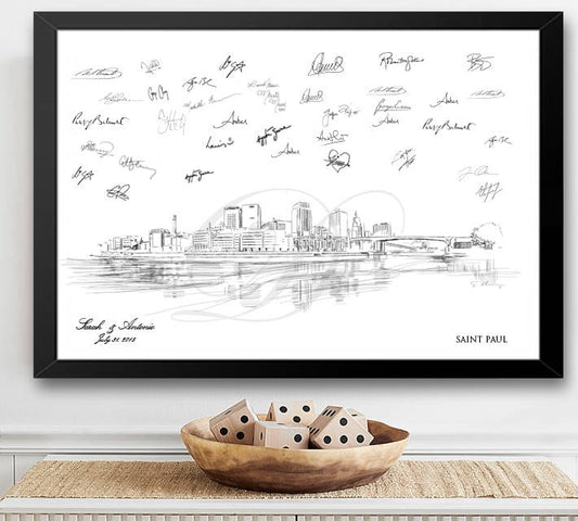 Saint Paul Skyline Guestbook Print, Guest Book, Bridal Shower, Minnesota Wedding, Custom, Alternative Guest Book, Sign In (8 x 10 - 24 x 36)