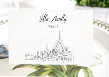 Load image into Gallery viewer, Boston Zakim Bridge View Skyline Place Cards, Placecards, Escort Cards, Wedding, Custom with Guests Names (Set of 25 Cards)
