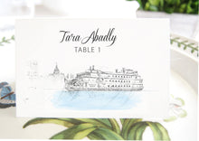 Load image into Gallery viewer, Georgia Queen Steamboat Place Cards, Placecards, Escort Cards, Wedding, Southern Wedding, Custom with Guests Names (Set of 25 Cards)
