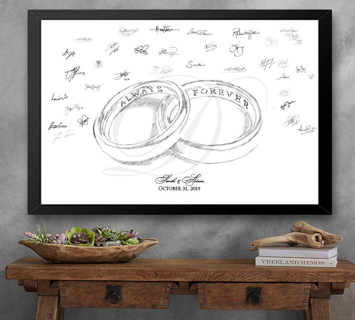 Always & Forever Rings Guestbook Print, Guest Book, Bridal Shower, Wedding, Alternative GuestBook, Sign-in, FREE PEN