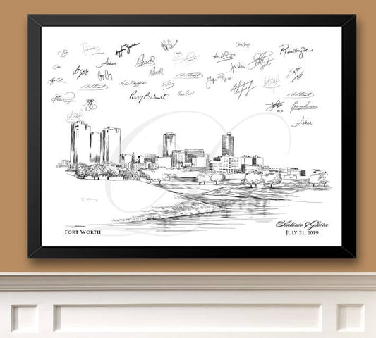 Fort Worth Skyline Guestbook Print Texas, Ft Worth Guest Book, Bridal Shower, Wedding, Custom, Alternative Guest Book, Wedding Sign-in