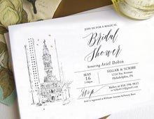 Load image into Gallery viewer, Philadelphia City Hall Skyline Bridal Shower Invitations, Philadelphia Wedding, Bridal Brunch, Bridal Luncheon (set of 25 cards &amp; envelopes)

