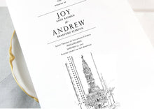 Load image into Gallery viewer, Philadelphia City Hall Skyline Wedding Programs, Philadelphia Wedding (set of 25 cards)
