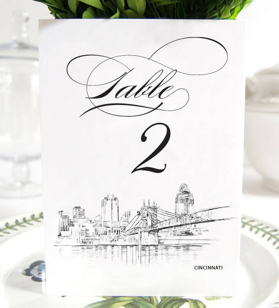 Cincinnati Skyline Table Numbers (1-10)