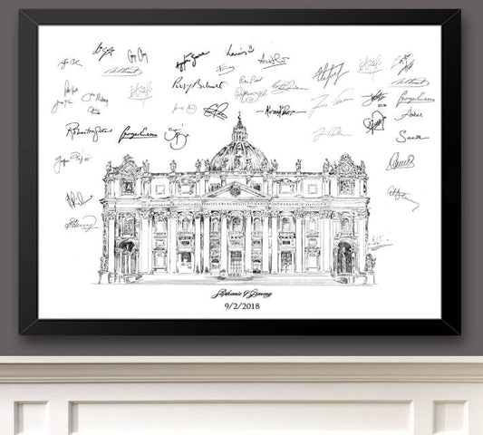 Vatican Guestbook Print, Catholic Guest Book, Religious, Bridal Shower, Wedding, Custom, Alternative, Wedding Sign-in (8 x 10 - 24 x 36)