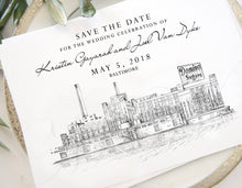 Load image into Gallery viewer, Baltimore Skyline Save the Dates, Domino Sugar Building, Save the Date Cards, Wedding, STD, Baltimore Wedding, Save the Date, Maryland
