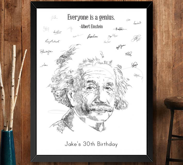 Albert Einstein "Famous Voices" Birthday Party Guestbook Print, Guest Book, Bridal Shower, Birthday, Custom, Alternative, Party