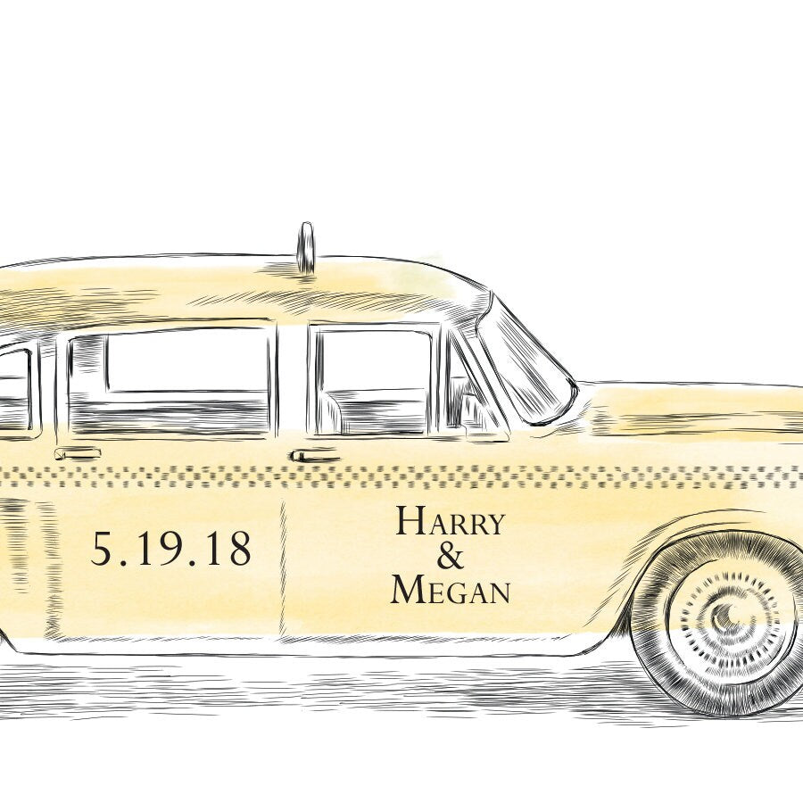 Wedding Guest Book Alternative Vintage Yellow Taxi Print, NYC Cab, New York Guest Book, Bridal Shower, Wedding, Custom, Wedding, Sign in