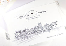 Load image into Gallery viewer, Savannah Skyline Save the Dates, Savannah Save the Date, Savannah Wedding, Save the Date Cards, STD, Georgia Wedding  (set of 25 cards)
