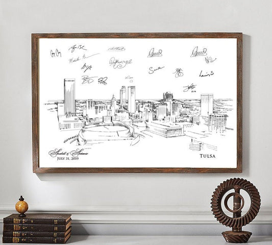 Tulsa Skyline Wedding Guest Book Alternative Print, Guestbook, Bridal Shower, Wedding, Custom, Guest Book, Oklahoma Wedding, Sign-in