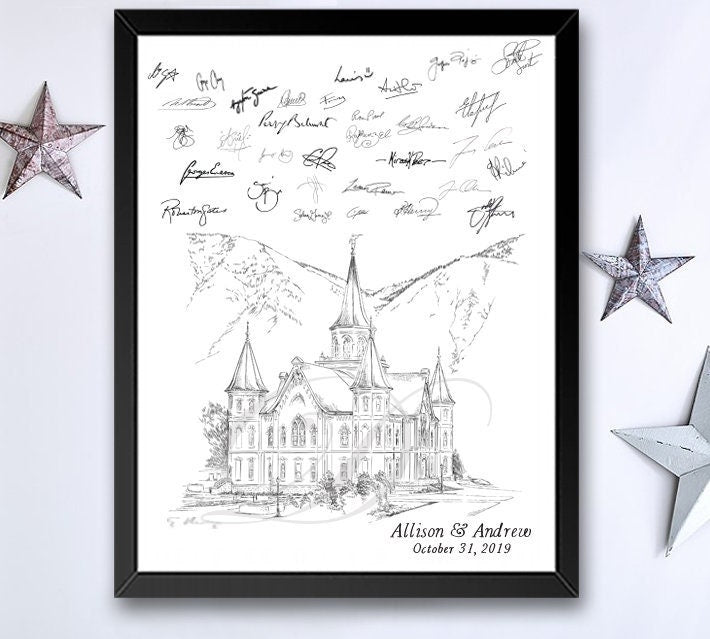 Provo Utah Temple, Wedding Guest Book Alternative Print, Wedding Guestbook, Bridal Shower, Wedding, Guestbook, Sign-in, Family Reunion