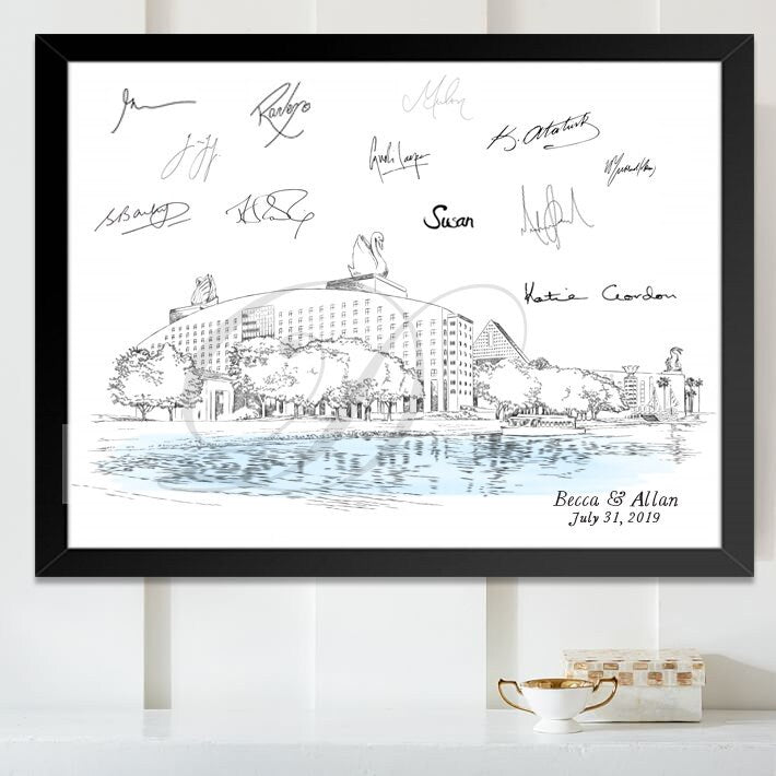 Swan & Dolphin Resort Wedding Guest Book Alternative Print, Disney World, Wedding, Guestbook, Bridal Shower, Family Reunion, Birthday Party