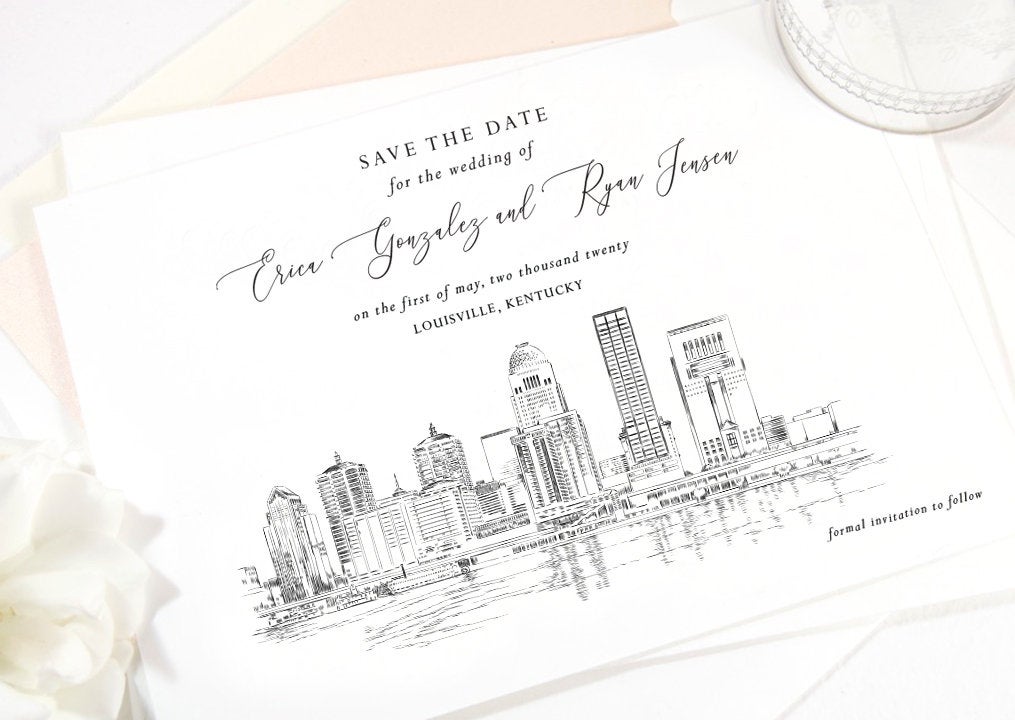 Louisville Skyline Save the Dates, Louisville Save the Date, Kentucky Wedding, Louisville Save the Date Cards, STD Weddings  (set of 25)