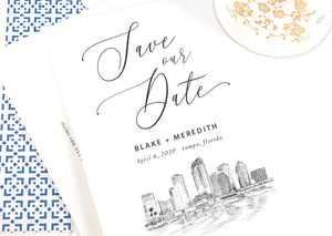 Tampa Skyline Save the Dates, Save the Date, STD, Tampa Wedding, Save the Date Cards, Florida Weddings (set of 25 cards)