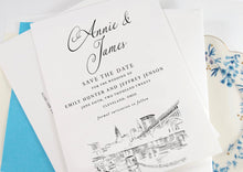 Load image into Gallery viewer, Cleveland Skyline Save the Dates, STD, Cleveland Wedding, Save the Date Cards, Ohio Weddings (set of 25 cards)
