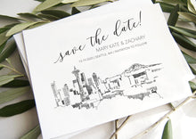 Load image into Gallery viewer, Seattle Skyline Save the Dates, Save the Date Cards, STD, Washington Skyline, Seattle Wedding  (set of 25 cards)
