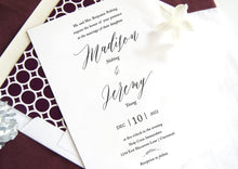 Load image into Gallery viewer, Madison Wedding Invitations, Typography, Modern Wedding Invitations, Sophisticated Invite (Sold in Sets of 25 Invitations + Envelopes)
