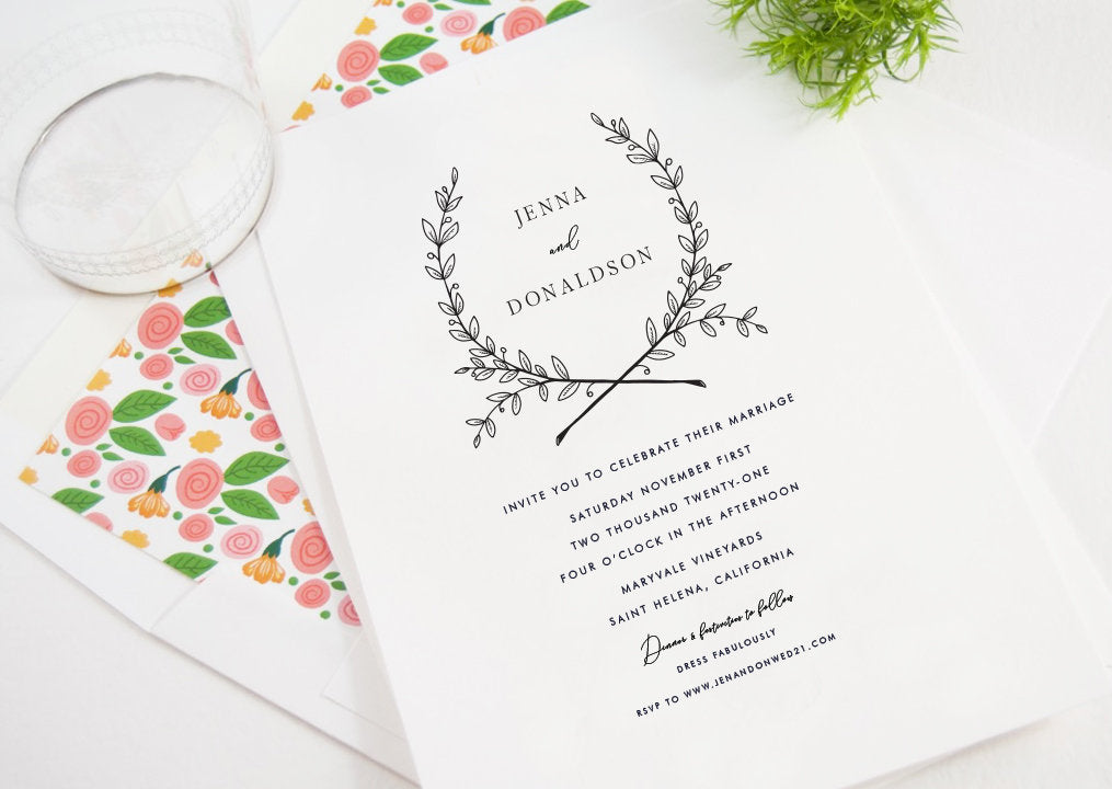 Jenna Wedding Invitations, Typography, Modern Wedding Invitations, Sophisticated Invite (Sold in Sets of 25 Invitations + Envelopes)