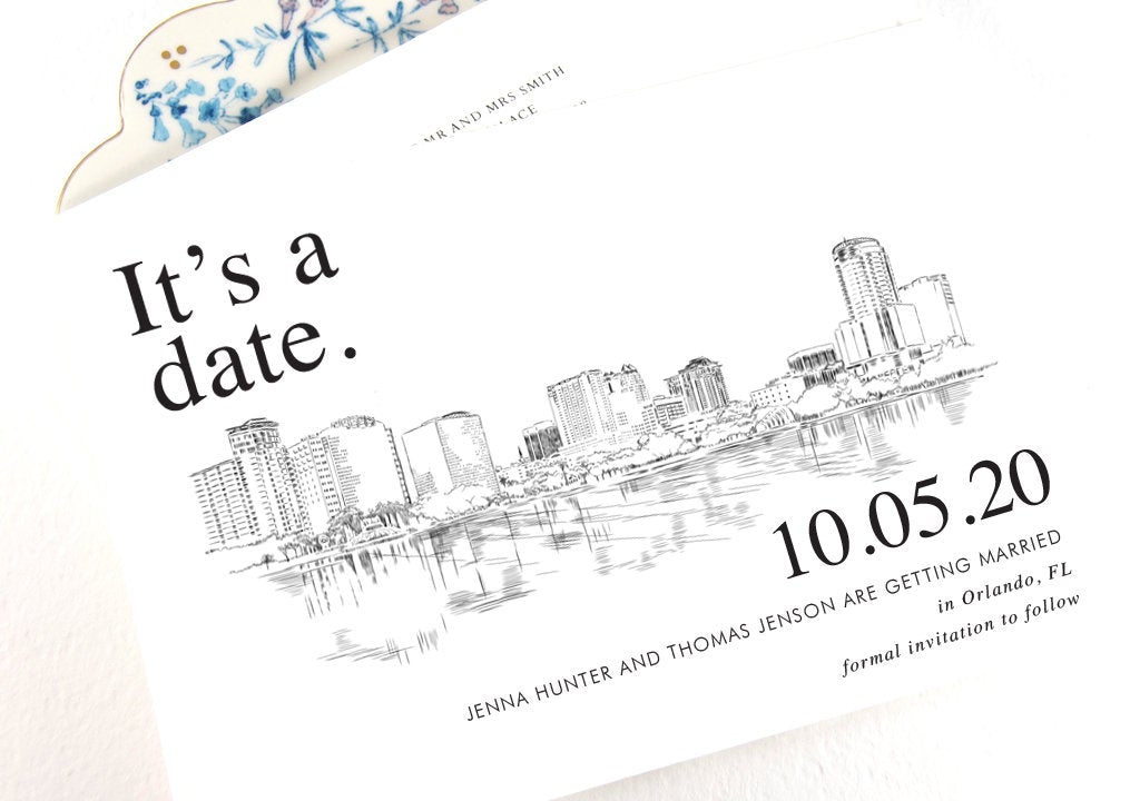 Orlando Save the Dates, STD, Orlando Wedding, Skyline, Disney World Save the Date Cards, Florida Wedding (set of 25 cards)