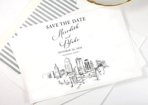 Kansas City Skyline Save the Dates, STD, Kansas City Wedding,  Save the Date Cards (set of 25 cards)