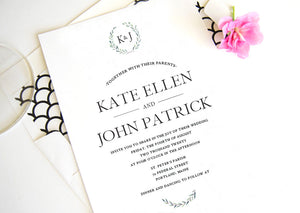 Kate Wedding Invitations, Typography, Modern Wedding Invitations, Sophisticated Invite (Sold in Sets of 25 Invitations + Envelopes)