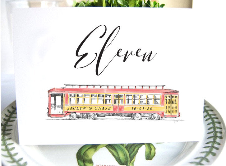 Trolley Car Wedding Table Numbers (1-10), New Orleans, Table Numbers, Street Car, Wedding