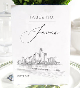 Detroit Wedding Table Numbers (1-10), Detroit Wedding, Michigan