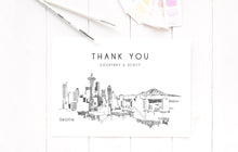 Load image into Gallery viewer, Seattle Skyline Thank You Cards, Personal Note Cards, Bridal Shower Thank you Card Set, Corporate Thank you Cards (set of 25 cards)
