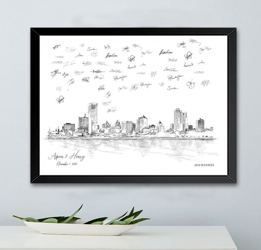 Milwaukee Wedding, Alternative Guest Book, Wedding Skyline, Guestbook, Wedding Guestbook, Milwaukee, WI, Milwaukee Skyline, Wedding