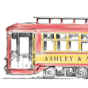 Trolley Car Place Cards Personalized with Guests Names, Placecards, custom with each guests name printed (Sold in sets of 25 Cards)