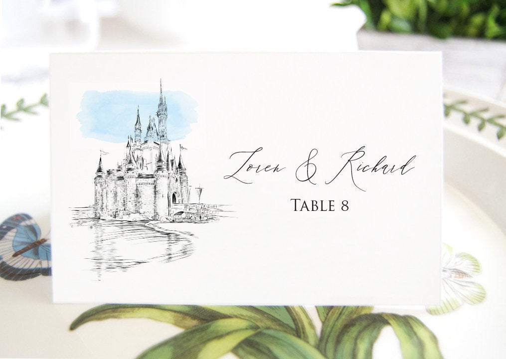 Disney World Place Cards Personalized with Guests Names, Placecards, custom with each guests name printed (Sold in sets of 25 Cards)