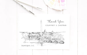 Washington, D.C. Memorial Thank You Cards, Personal Note Cards, Bridal Shower Thank you Card Set, Corporate Thank you Card (set of 25 cards)