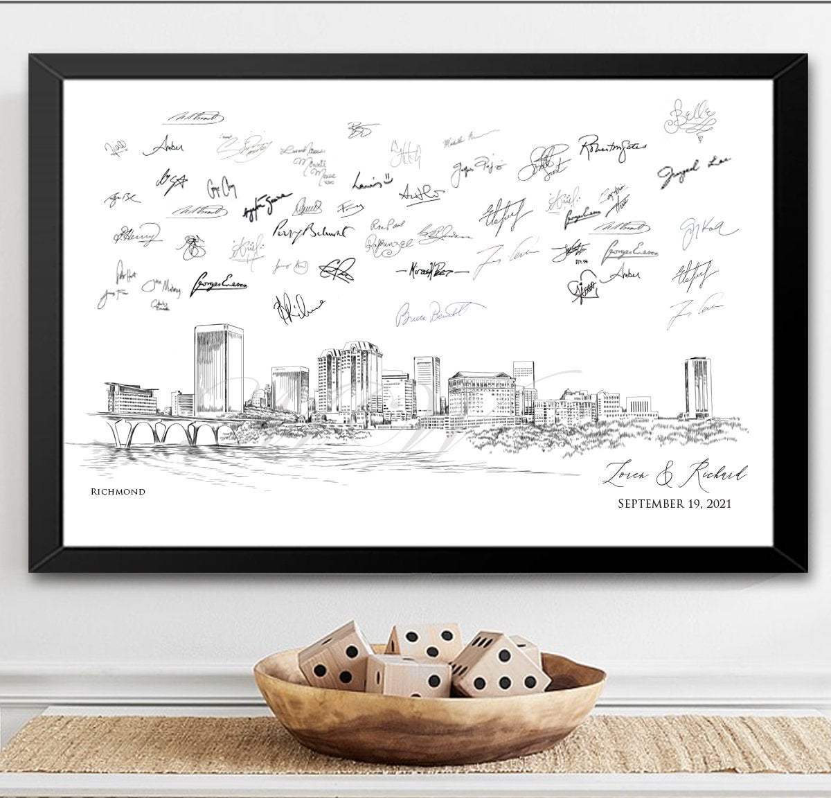 Richmond Wedding, Alternative Guest Book, Wedding Skyline, Guestbook, Wedding Guestbook, Party Supplies and Decor, Virginia